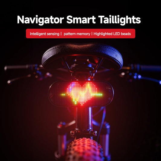 Navigator smart LED bike taillight mounted on bicycle seat post night view