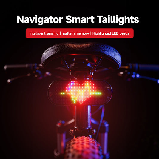 Navigator smart LED bike taillight mounted on bicycle seat post night view