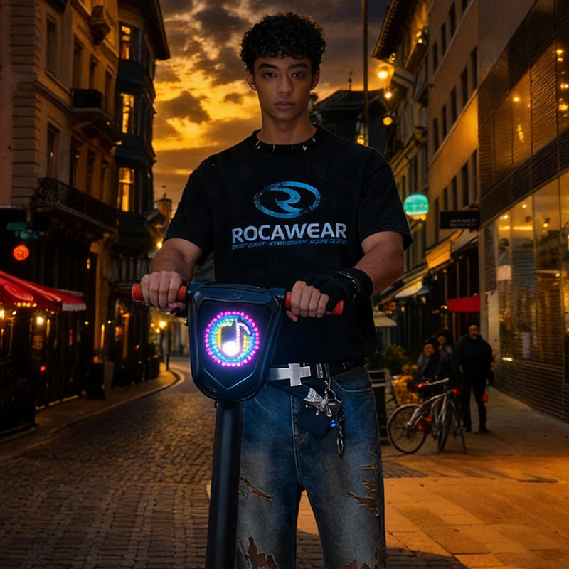 SCT-4 smart LED scooter bag side view showing large storage and strap system