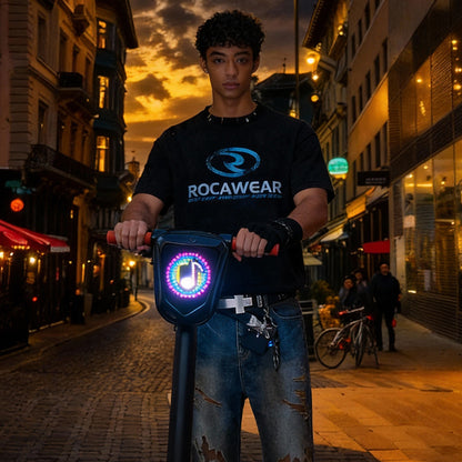 SCT-4 smart LED scooter bag side view showing large storage and strap system