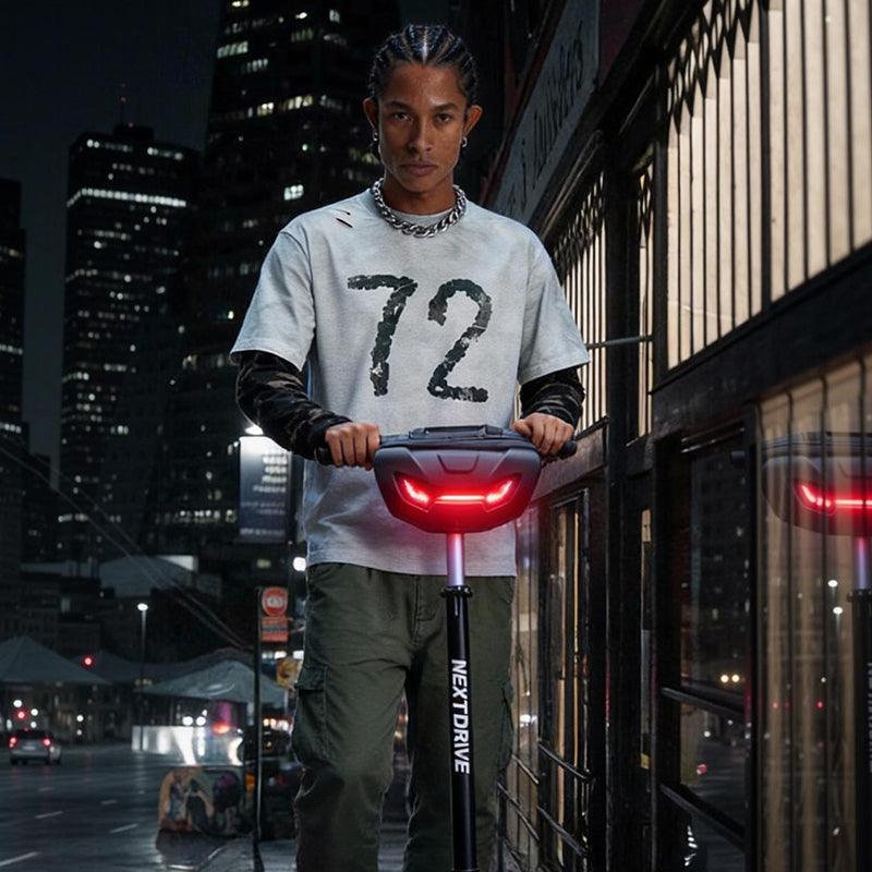 SCT-3 smart LED scooter bag side view showing storage compartment and strap