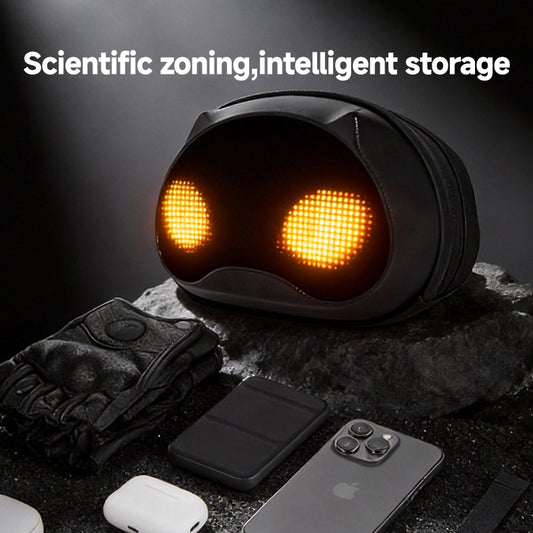 SCT-1 smart LED riding bag waterproof shell and turn signal detail