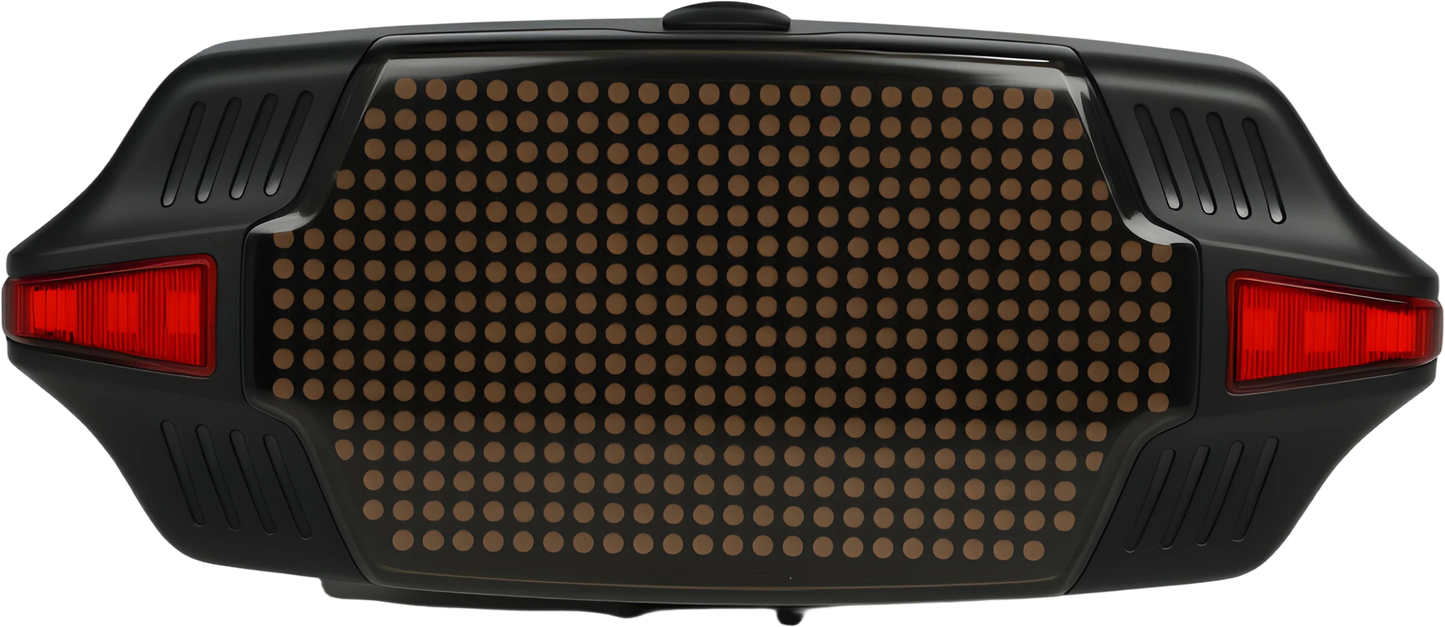 Guardian smart LED taillight front panel view showing full dot-matrix LED grid with dual red side lights